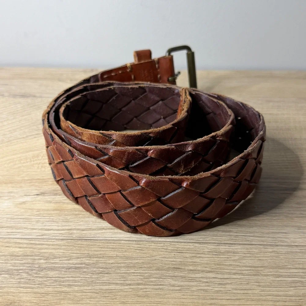 American Eagle Braided Belt Brown Boho Western‎ Vintage Distressed Hippie Large